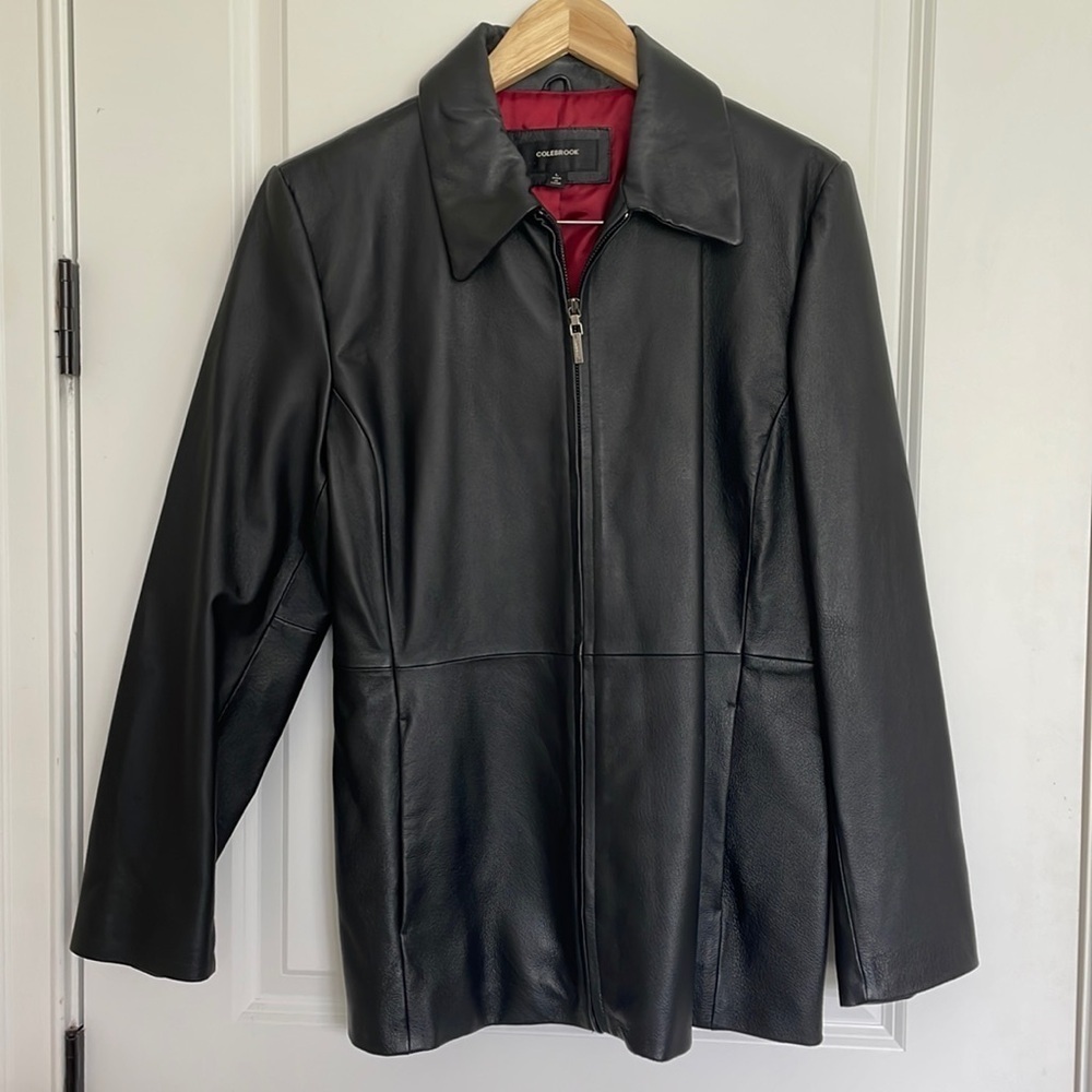 Gillespie Black Leather Zip-Front Jacket